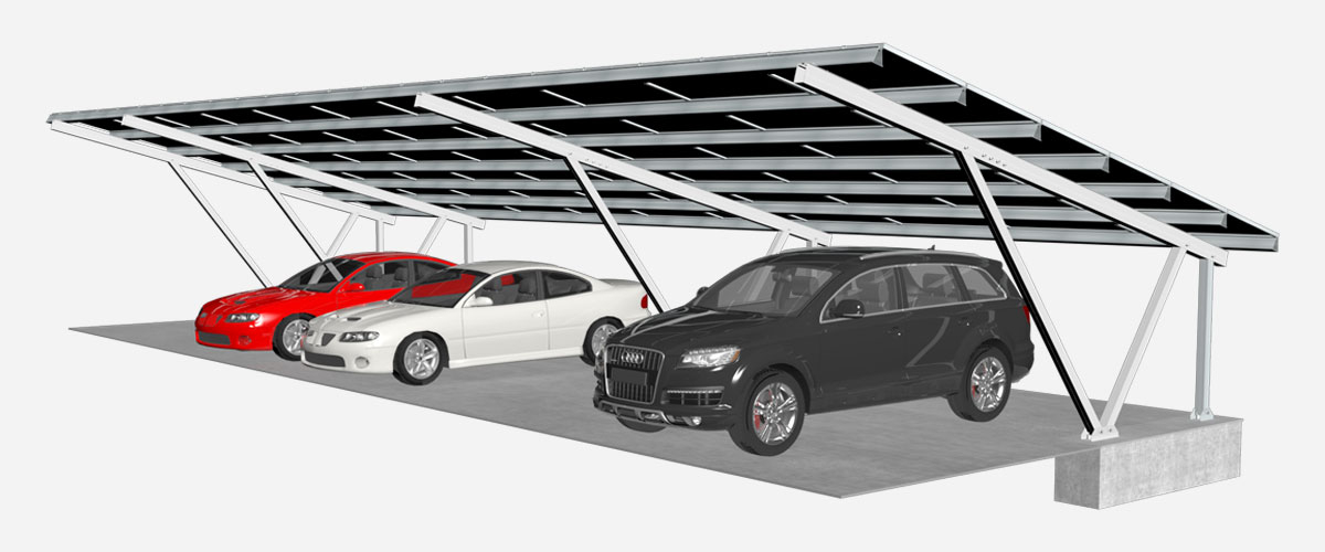 單V柱太陽能車棚支架系統-2