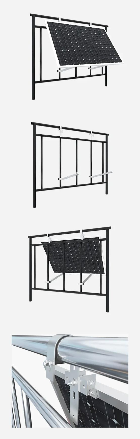 陽臺欄桿太陽能電池板支架系統-多角度