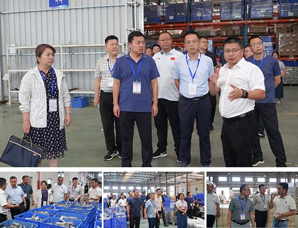 領導一行參觀了邁貝特產品展廳和車間