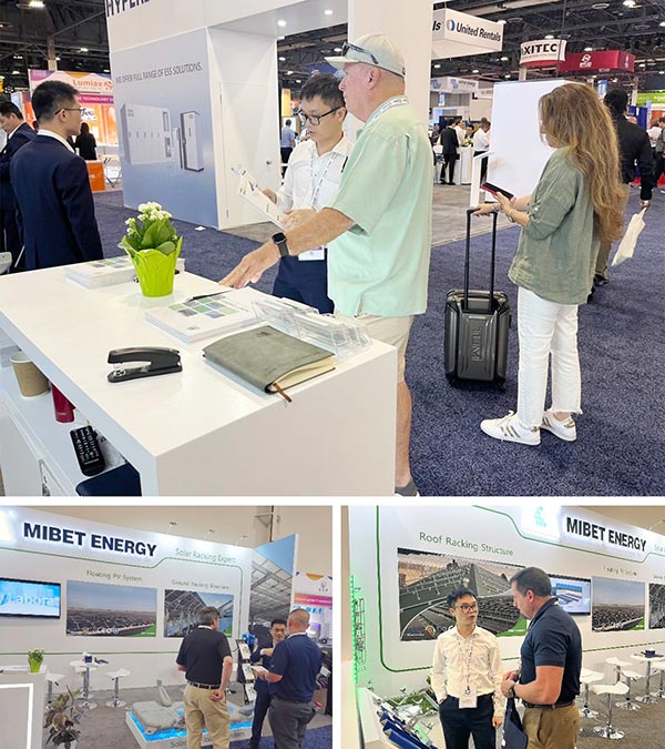 客戶在邁貝特展位參觀了解產品